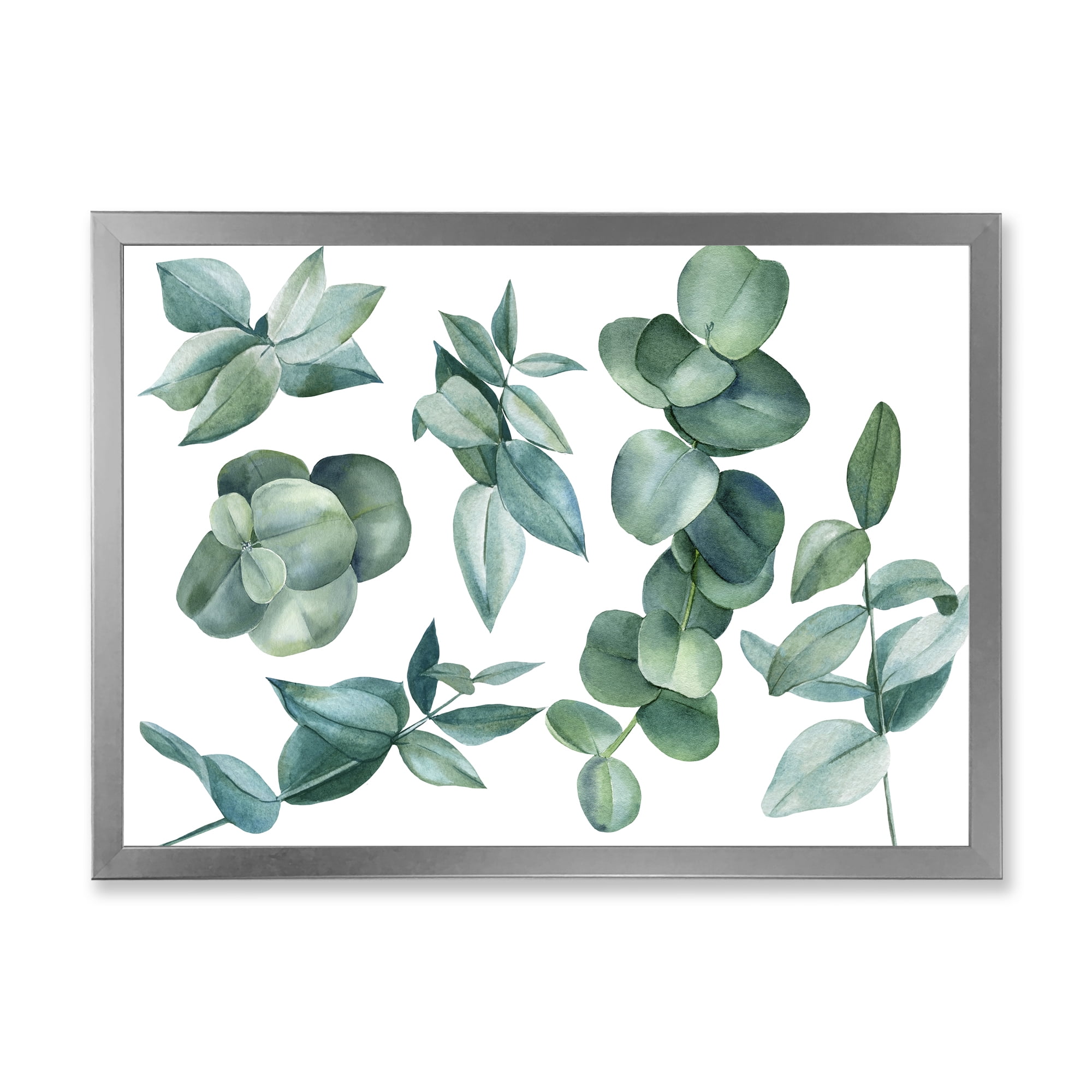 Designart 'Eucalyptus Leaves In Dark Green ' Traditional Framed Art Print