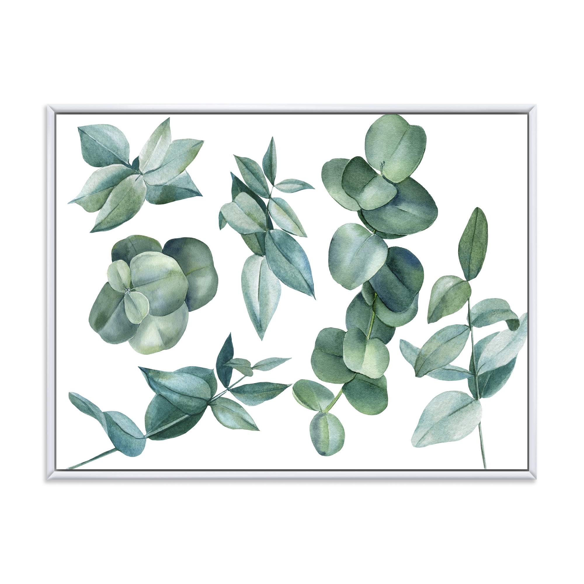 Designart 'Eucalyptus Leaves In Dark Green ' Traditional Framed Canvas Wall Art Print