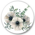 thumbnail image 1 of Designart 'Eucalyptus Leaves With White Anemone Bouquet' Traditional Circle Metal Wall Art 36x36 - Disc of 36, 1 of 5