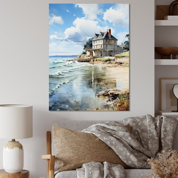 Designart "Eugene s Reverie Normandy Coast II" Nautical & Beach Canvas Wall Art