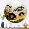 thumbnail image 1 of Designart "Euphoric Poppy Floral in Gold and Purple" Floral Poppy Metal Round Art Print, 1 of 5