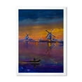 thumbnail image 1 of Designart 'Evening Fishing Near The Traditional Windmill' Nautical & Coastal Framed Art Print, 1 of 4