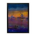 thumbnail image 1 of Designart 'Evening Fishing Near The Traditional Windmill' Nautical & Coastal Framed Art Print, 1 of 4