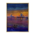 thumbnail image 1 of Designart 'Evening Fishing Near The Traditional Windmill' Nautical & Coastal Framed Canvas Wall Art Print, 1 of 5