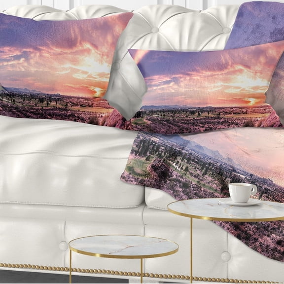 Designart Evening Red Sky over Phoenix Arizona - Landscape Printed Throw Pillow - 12x20