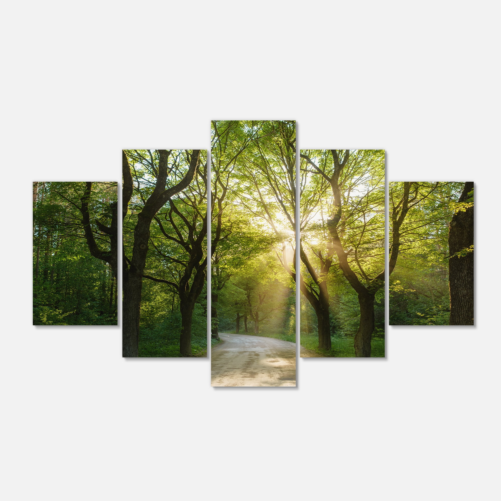 Evening in Green Forest Landscape Canvas Art Print, 60x32 Inch