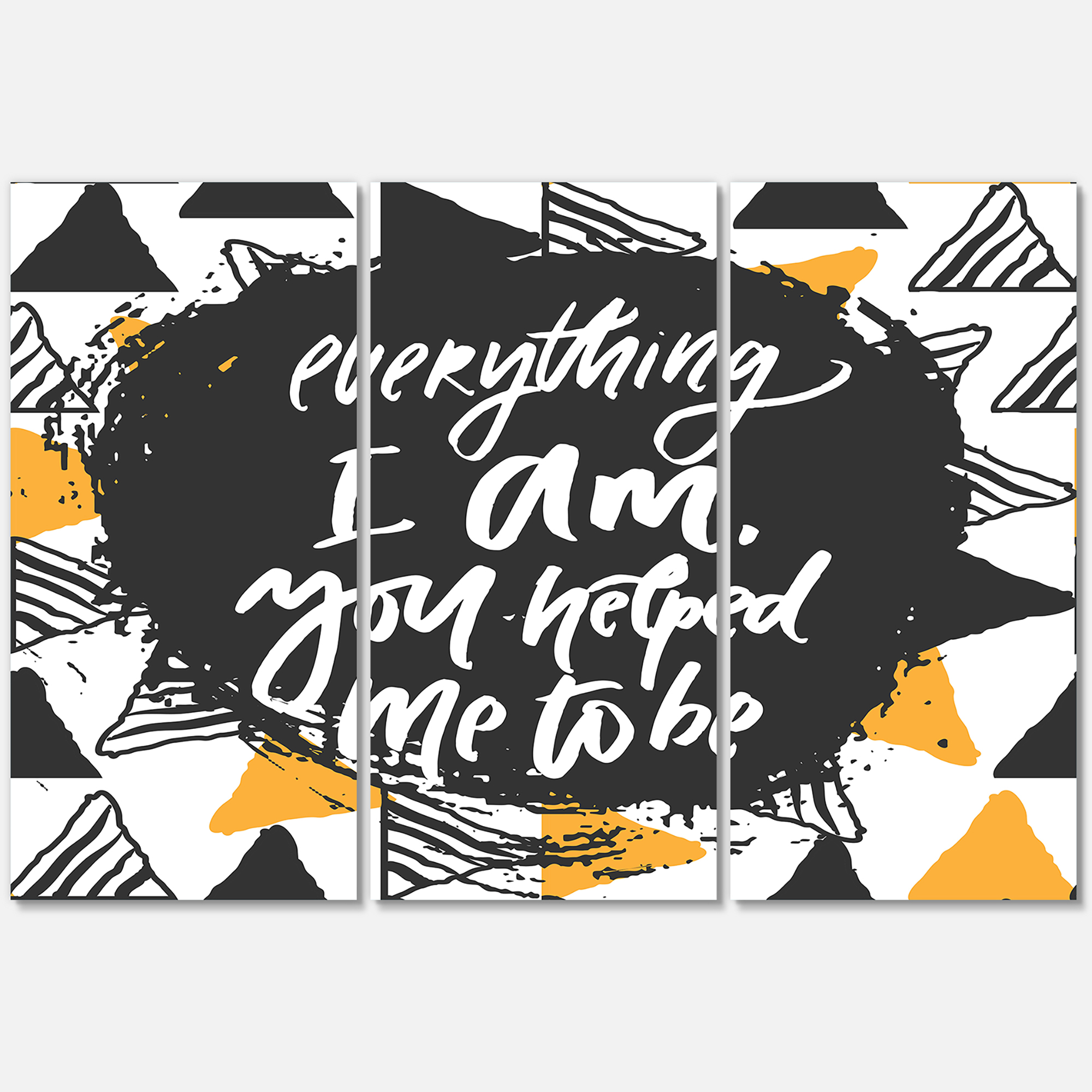 Designart ' Everything I Am You Helped Me To Be On Triangle Pattern ' Mid-Century Modern Canvas Wall Art Print