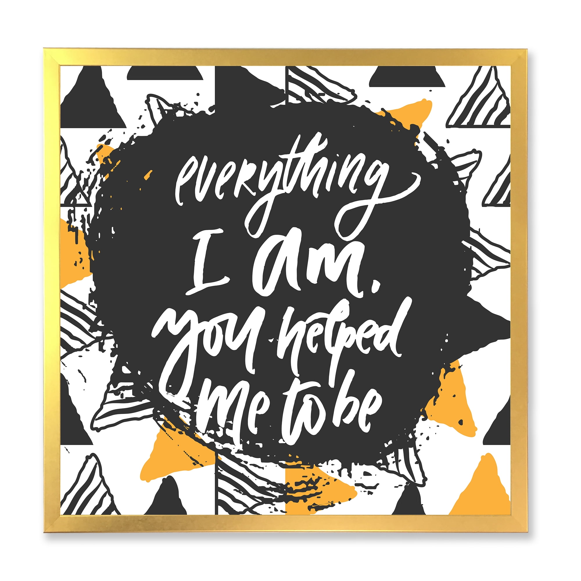 Designart 'Everything I Am You Helped Me To Be On Triangle Pattern' Mid-Century Modern Framed Art Print