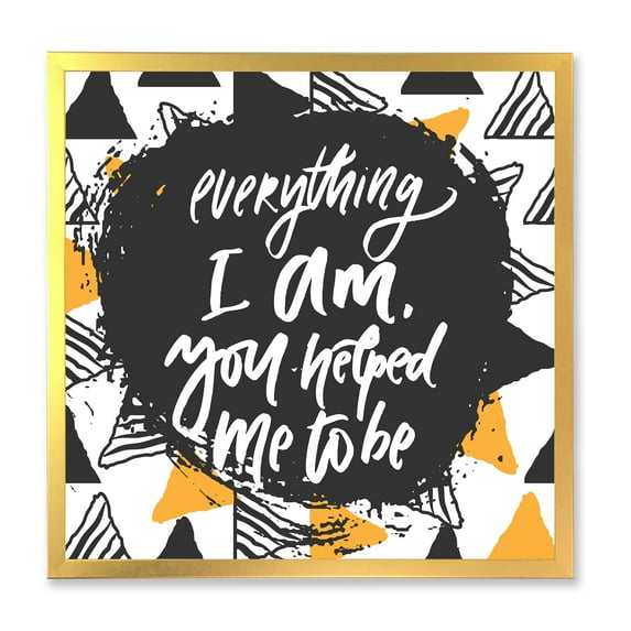 Designart 'Everything I Am You Helped Me To Be On Triangle Pattern' Mid-Century Modern Framed Art Print