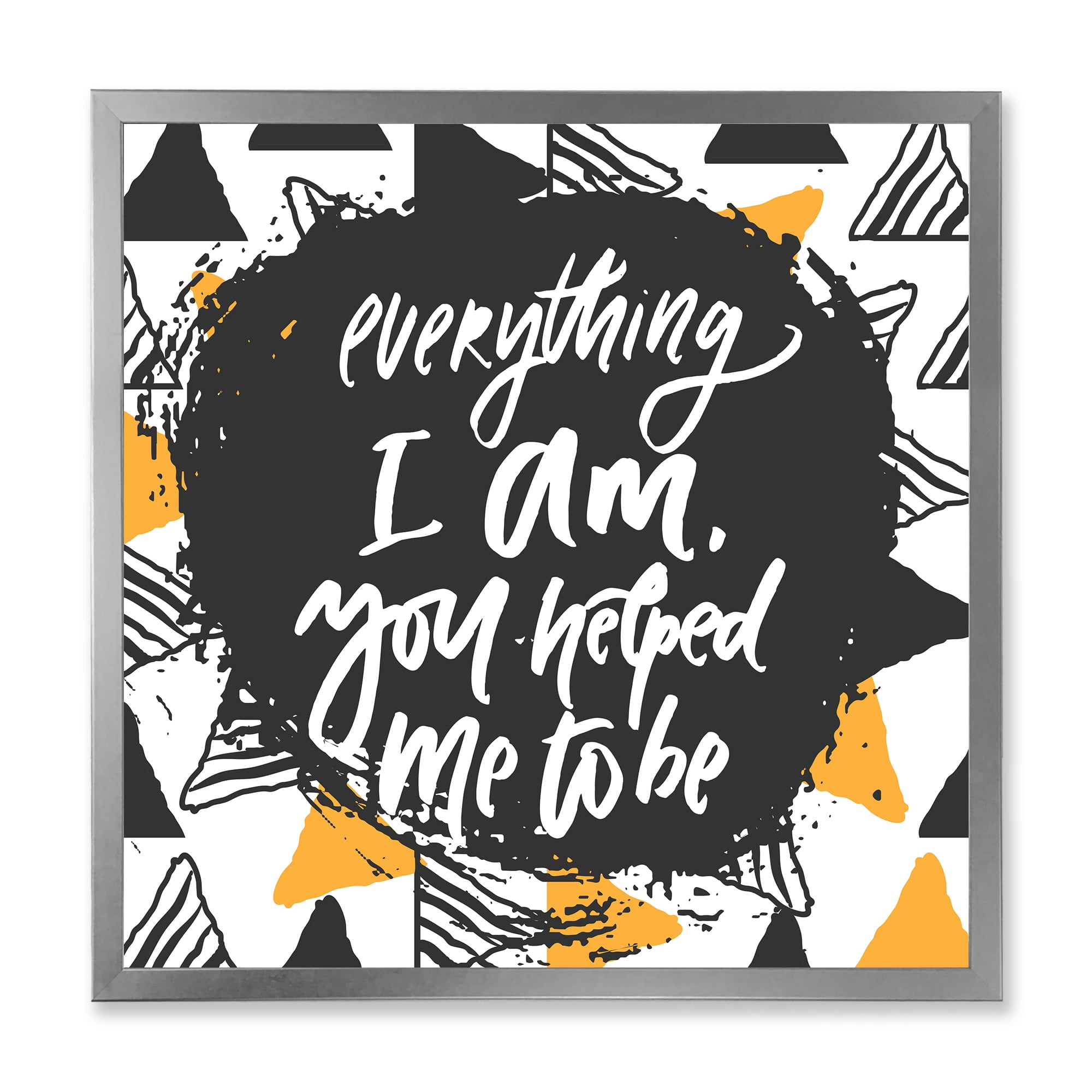 Designart 'Everything I Am You Helped Me To Be On Triangle Pattern' Mid-Century Modern Framed Art Print