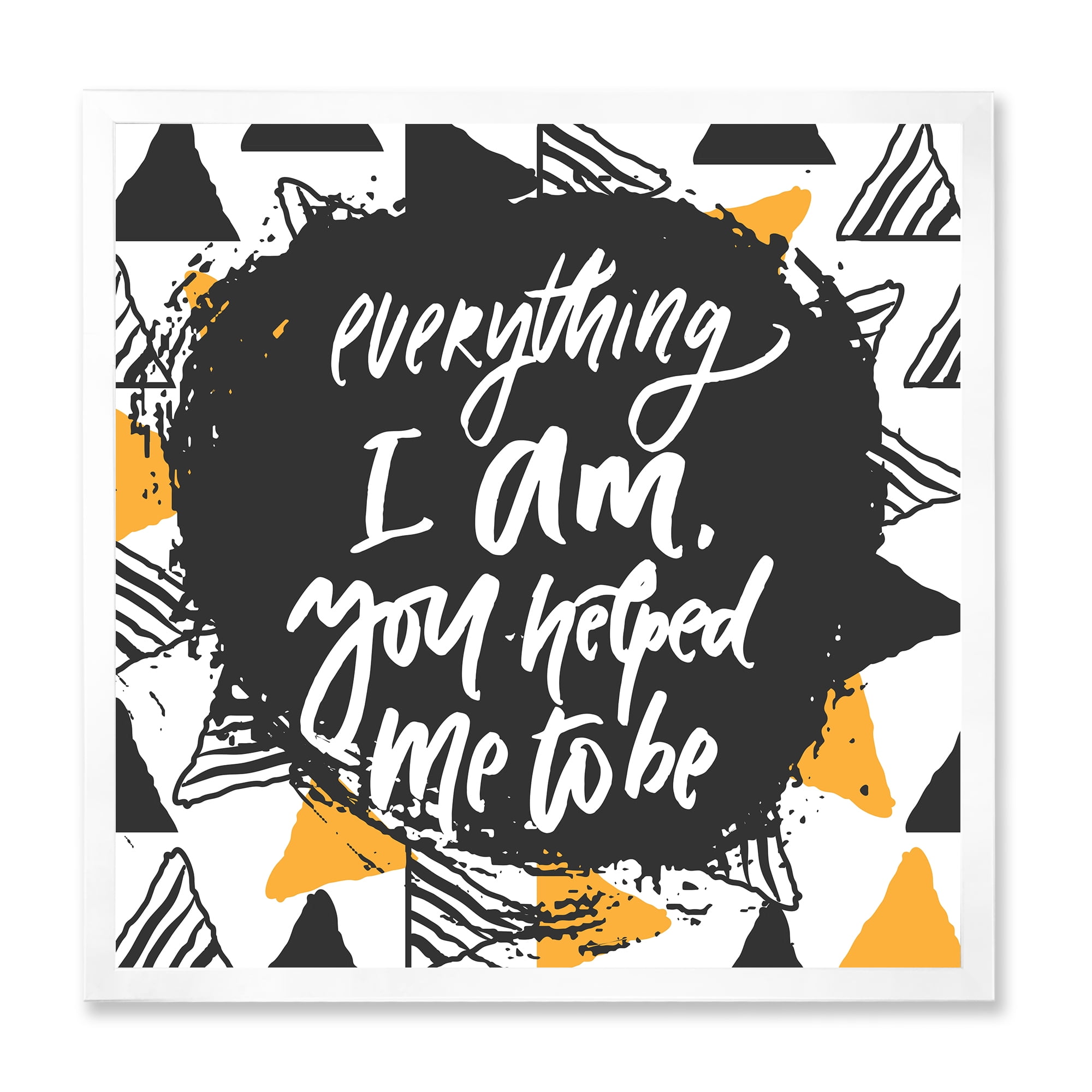 Designart 'Everything I Am You Helped Me To Be On Triangle Pattern' Mid-Century Modern Framed Art Print