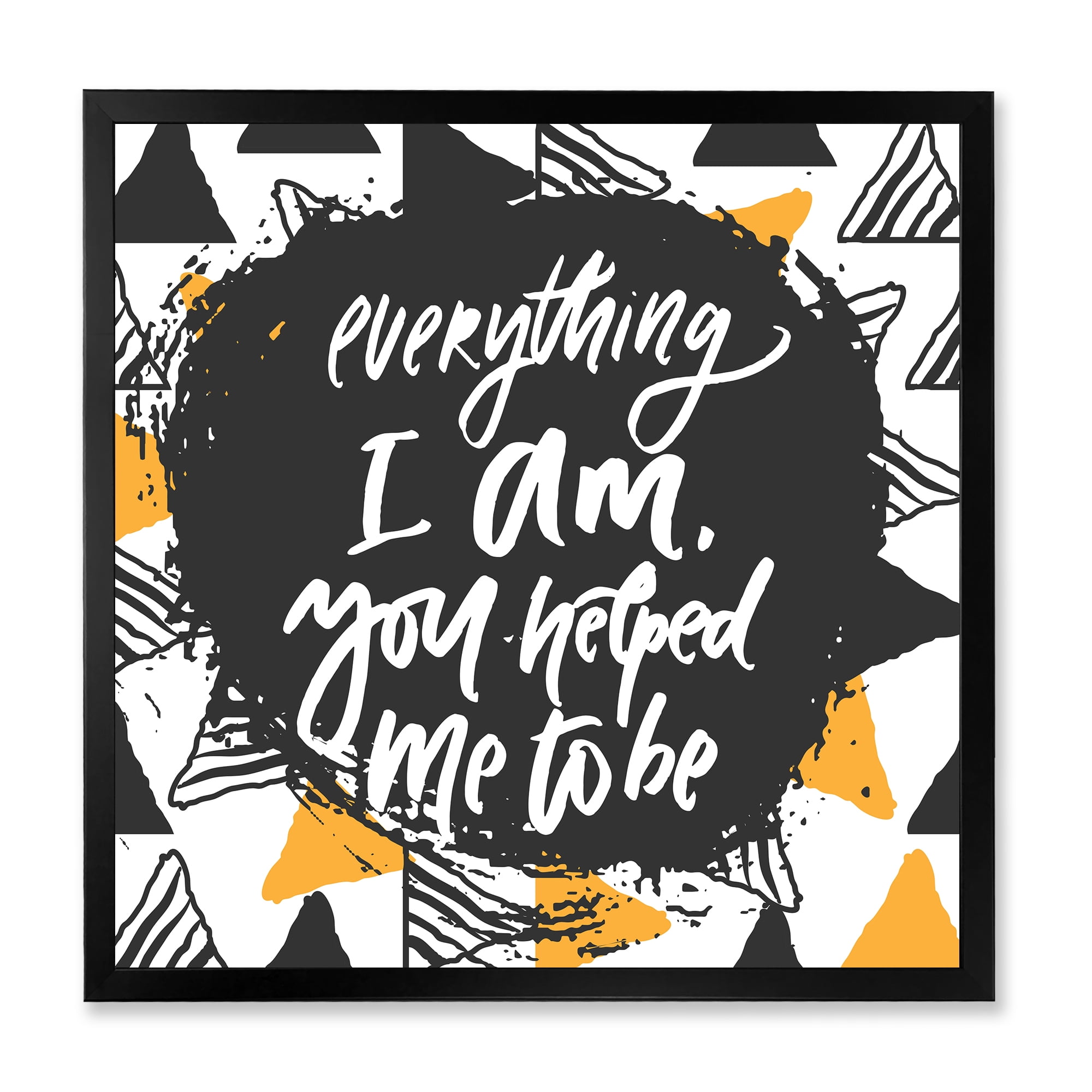 Designart 'Everything I Am You Helped Me To Be On Triangle Pattern' Mid-Century Modern Framed Art Print