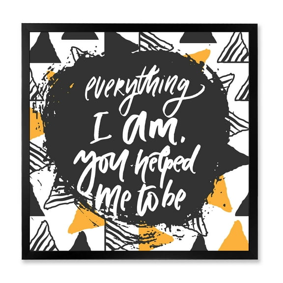 Designart 'Everything I Am You Helped Me To Be On Triangle Pattern' Mid-Century Modern Framed Art Print