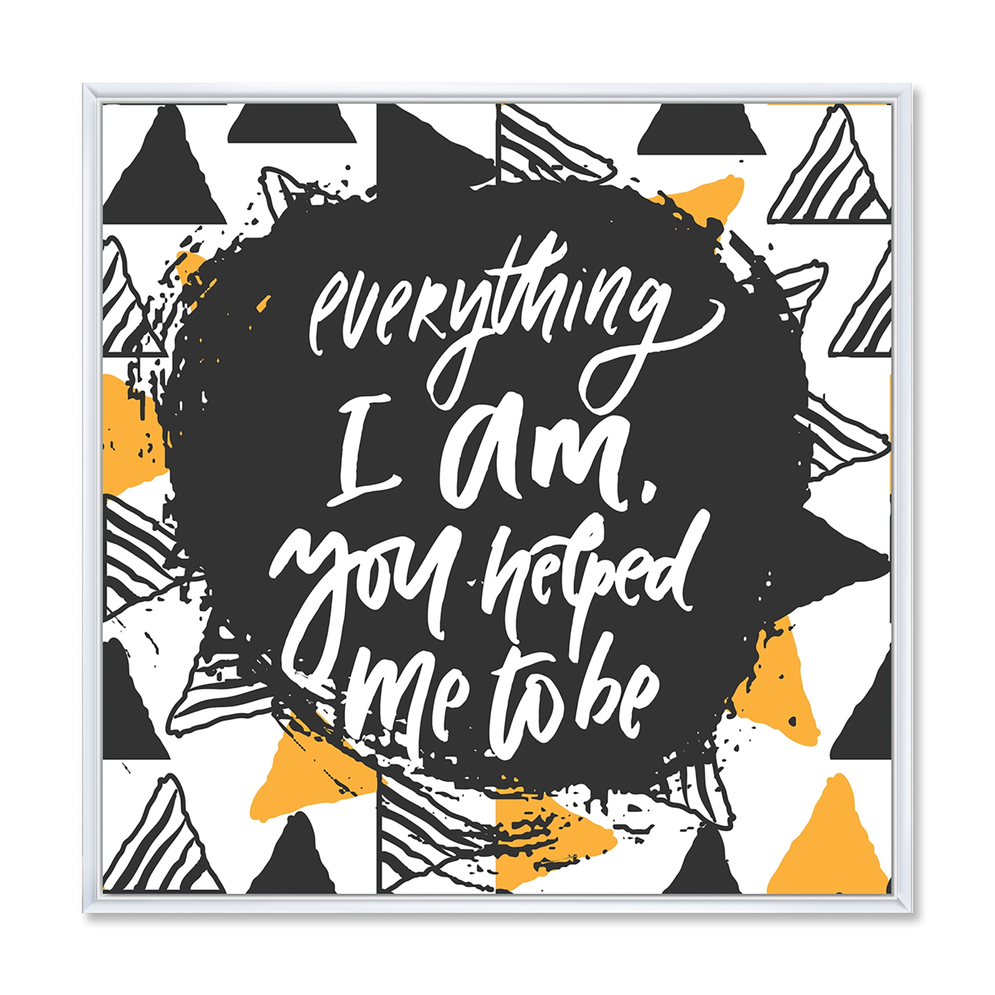 Designart 'Everything I Am You Helped Me To Be On Triangle Pattern' Mid-Century Modern Framed Canvas Wall Art Print