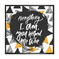 Designart 'Everything I Am You Helped Me To Be On Triangle Pattern' Mid-Century Modern Framed Canvas Wall Art Print