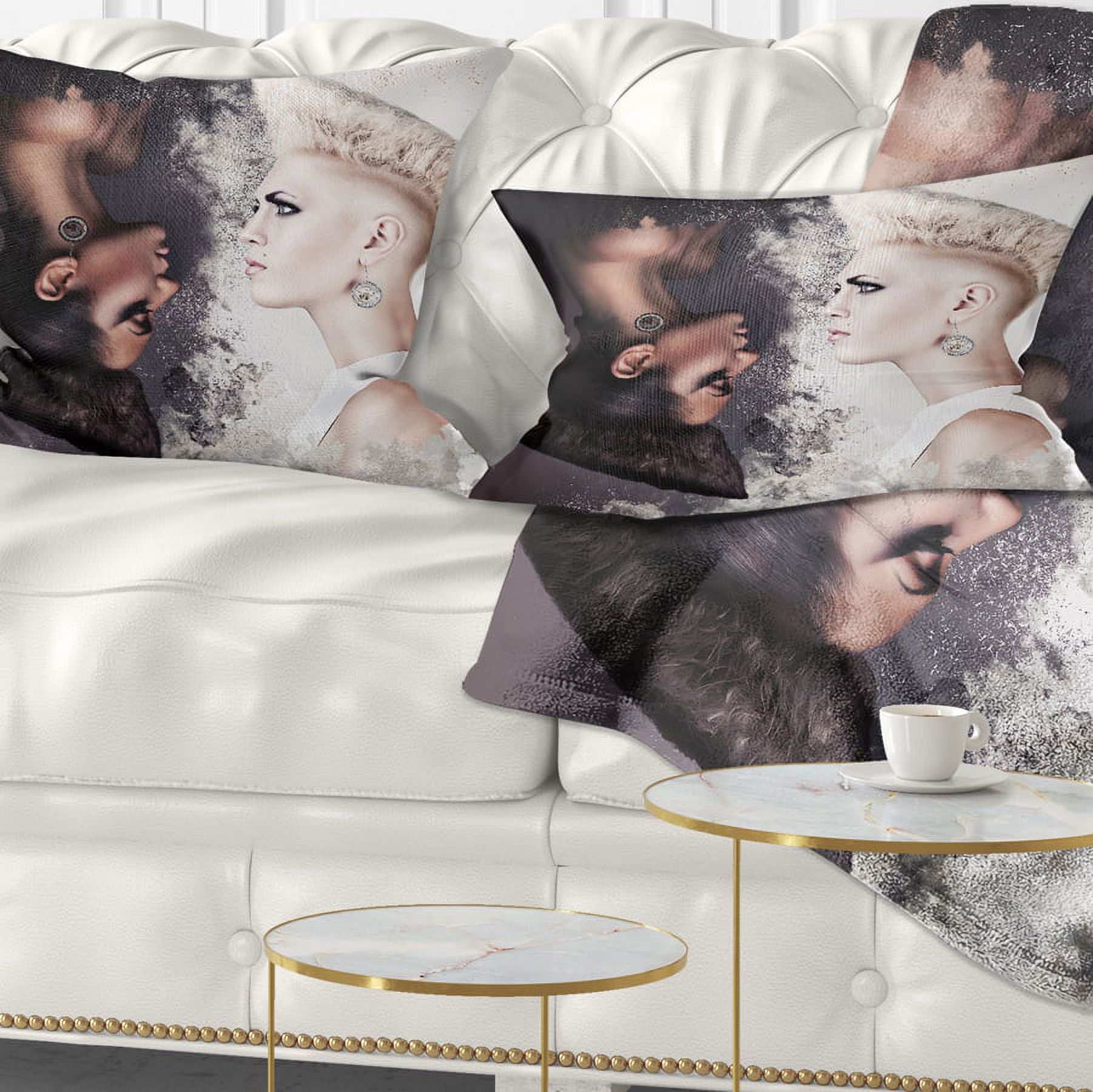 Designart Evil and Good Beautiful Women - Portrait Throw Pillow - 12x20