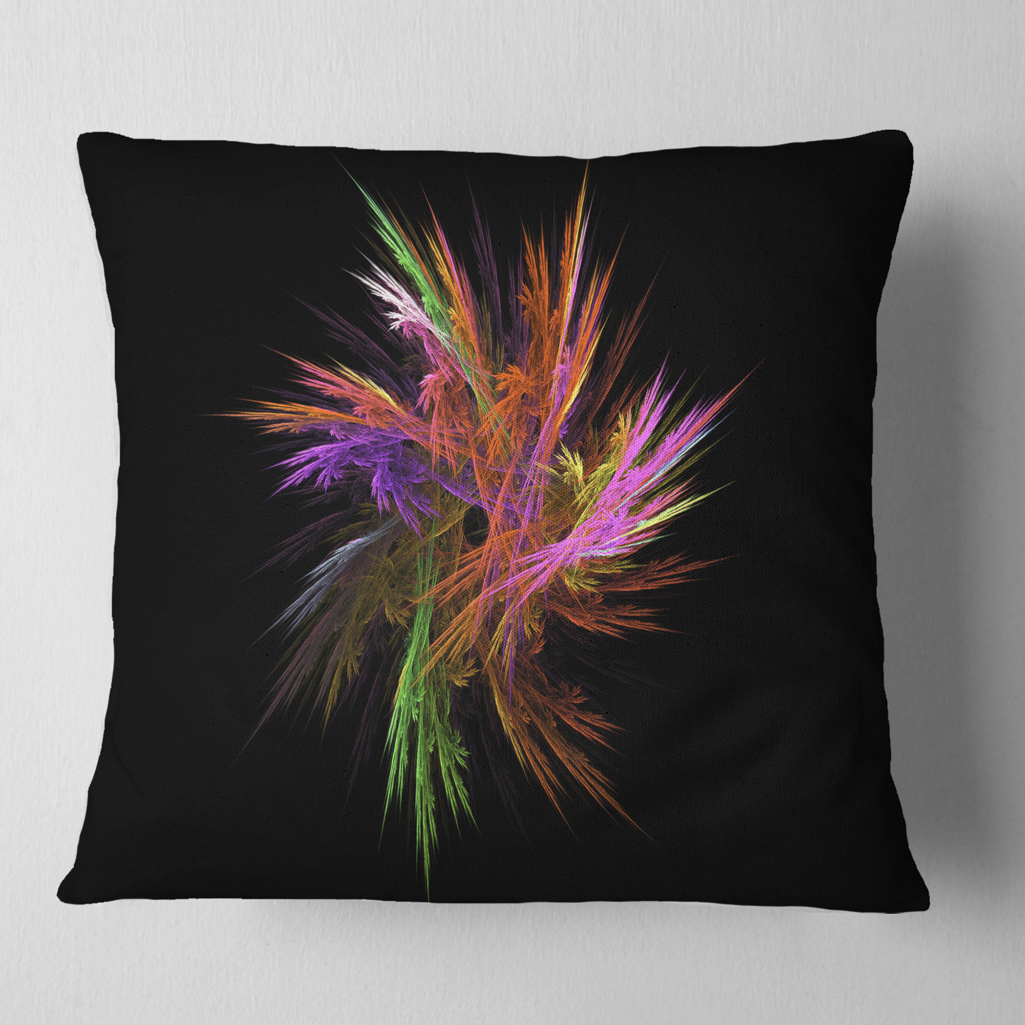 Designart Excitingly Colorful Fractal Flower - Floral Throw Pillow - 18x18