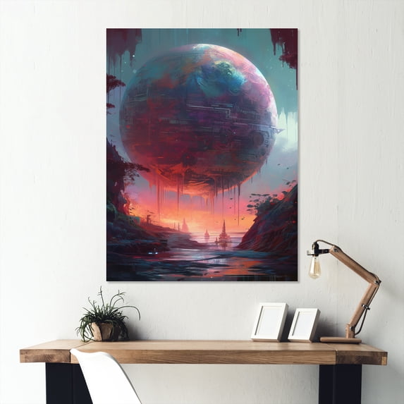 Designart "Existence Amidst the Galaxy I" City Futuristis Metal Wall Decor