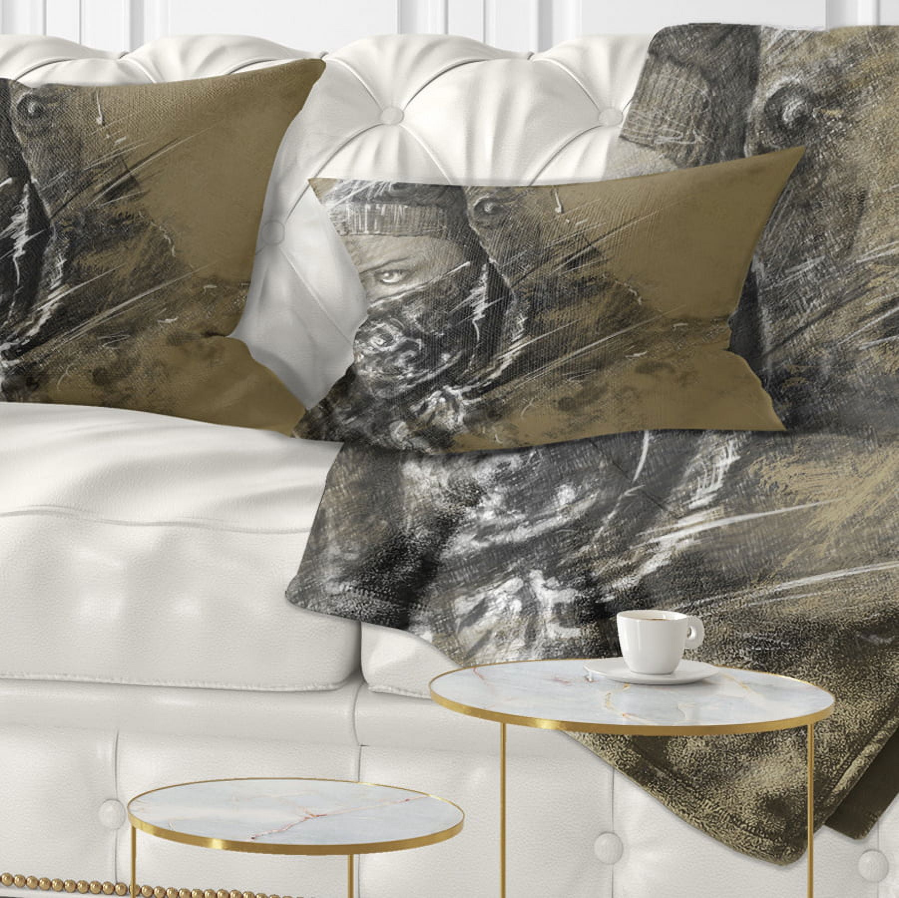 Designart Exotic Arabic Woman - Abstract Portrait Throw Pillow - 12x20