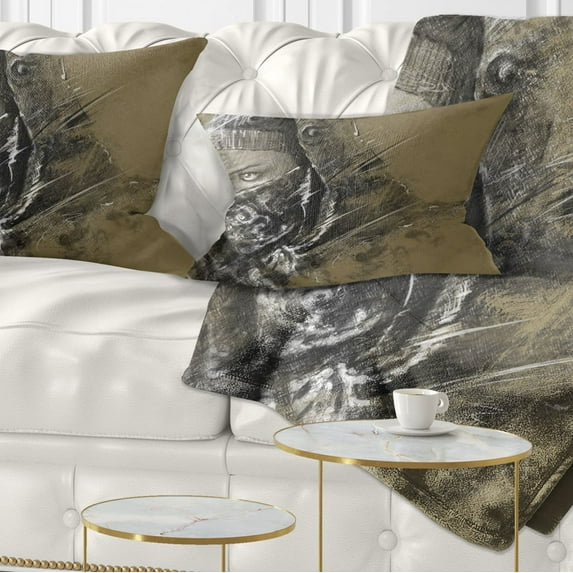 Designart Exotic Arabic Woman - Abstract Portrait Throw Pillow - 12x20