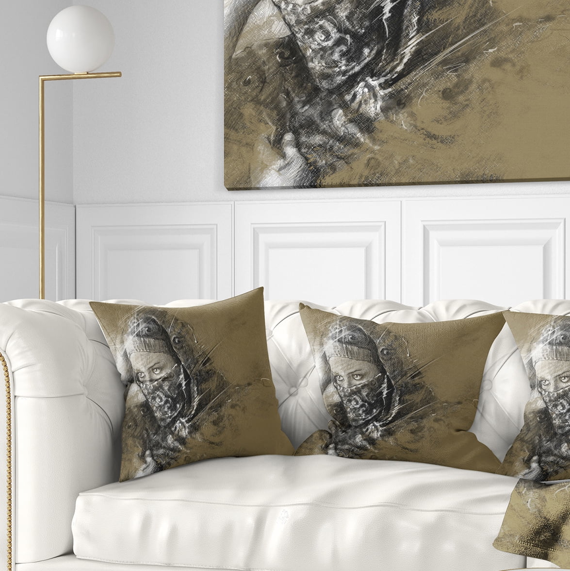 Designart Exotic Arabic Woman - Abstract Portrait Throw Pillow - 16x16