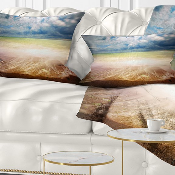 Designart Exotic Beach on Cloudy Summer Day - Seashore Throw Pillow - 12x20