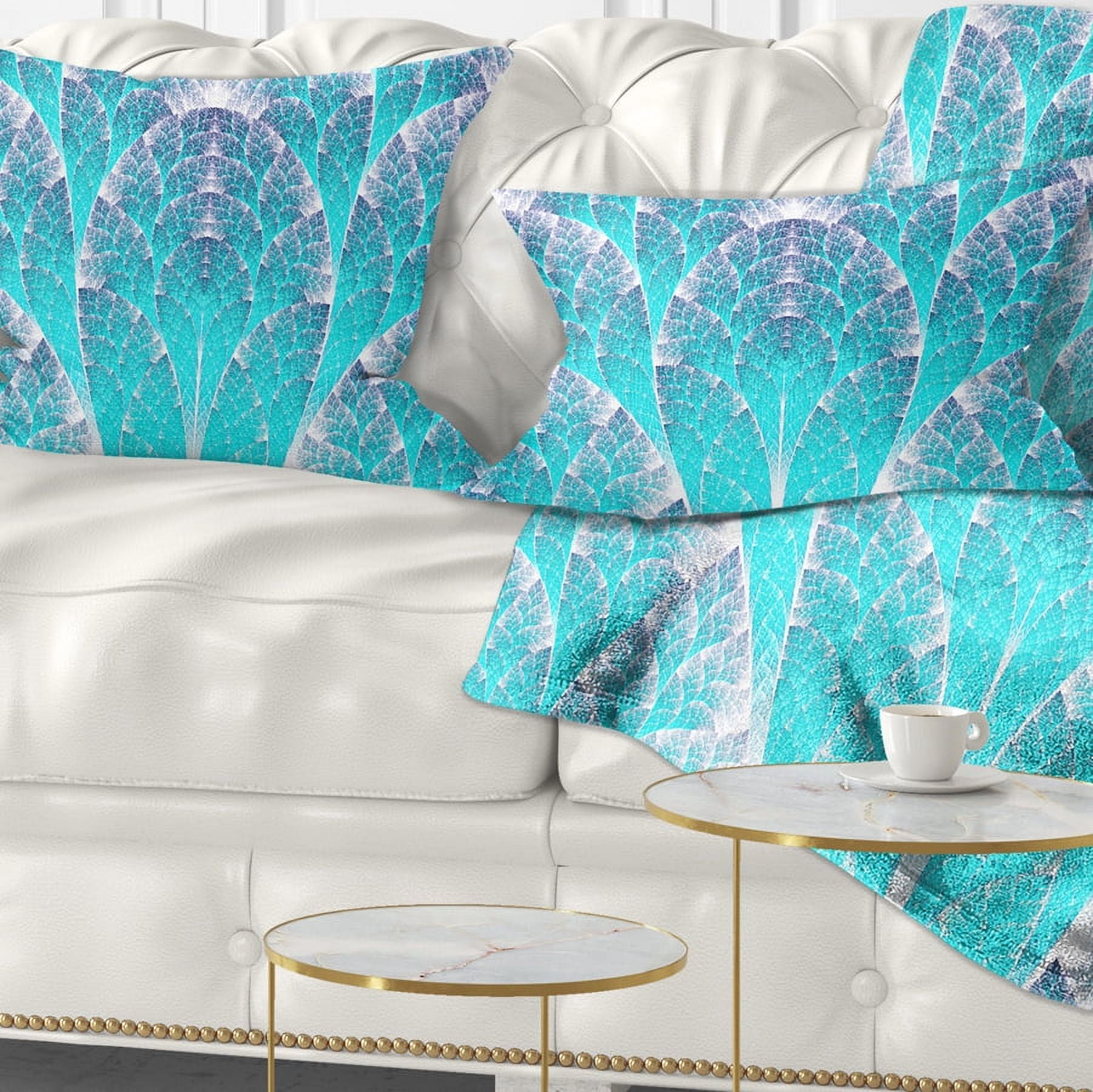 Designart Exotic Blue Biological Organism - Abstract Throw Pillow - 12x20