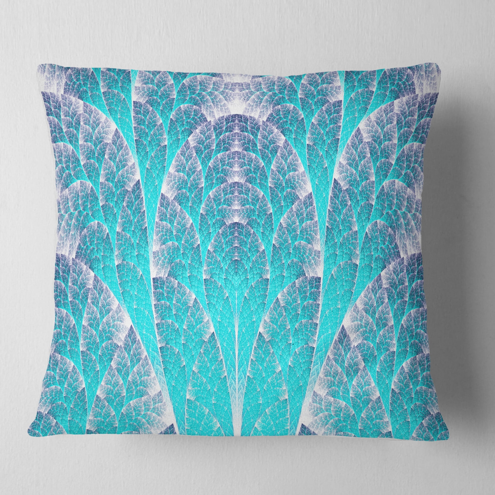 Designart Exotic Blue Biological Organism - Abstract Throw Pillow - 16x16
