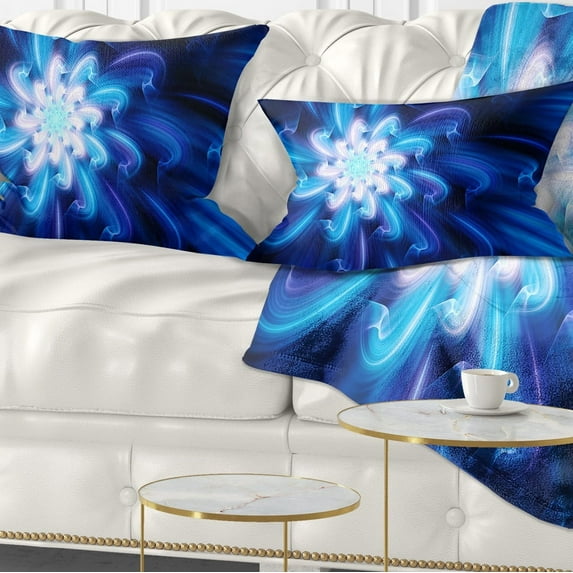 Designart Exotic Blue Flower Dance of Petals - Floral Throw Pillow - 12x20