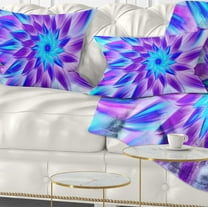 Designart Exotic Blue Flower Petals - Floral Throw Pillow - 12x20