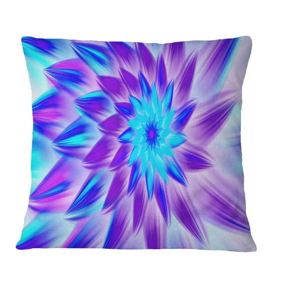 Designart Exotic Blue Flower Petals - Floral Throw Pillow - 18x18