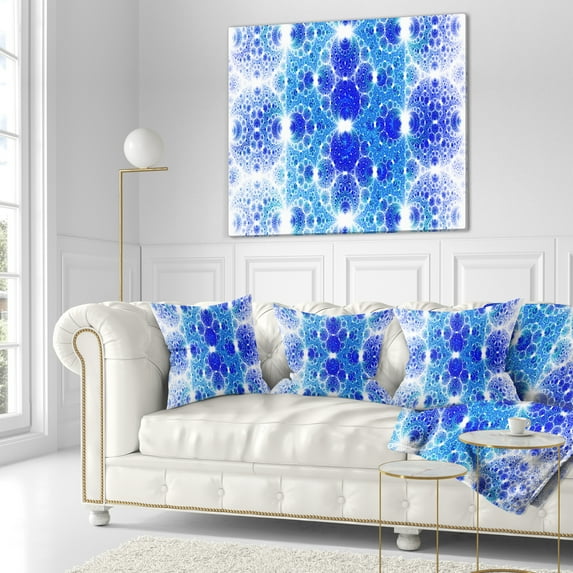Designart Exotic Blue Fractal Crescent Pattern - Abstract Throw Pillow - 18x18