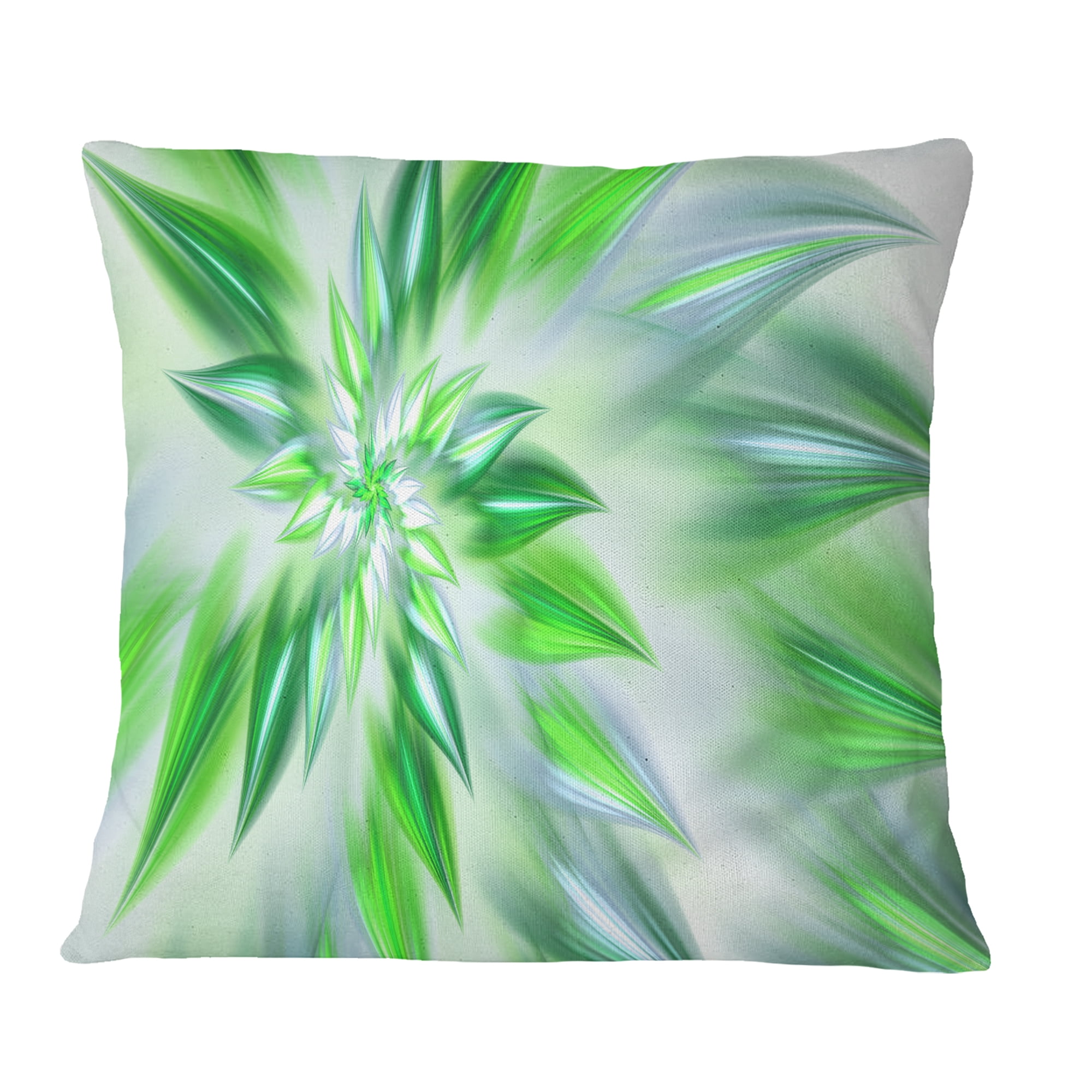Designart Exotic Dance of Green Petals - Floral Throw Pillow - 18x18