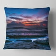 thumbnail image 1 of Designart Exotic Dark Blue Coquina Dawn - Beach Photo Throw Pillow - 18x18, 1 of 4