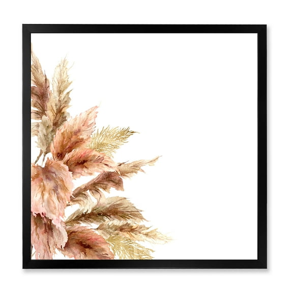 Designart 'Exotic Dry Pampas Grass On White Background' Traditional Framed Art Print