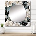 thumbnail image 1 of Designart "Exotic Floral Patternn Grey And White II" floral Square Mirror For Wall Decor - Large White Square Mirror Printed Wall Decor - Cottage Square Living Room Mirror, 1 of 5