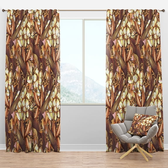 Designart 'Exotic Flowers With Pattern' Tropical Blackout Curtain Panel