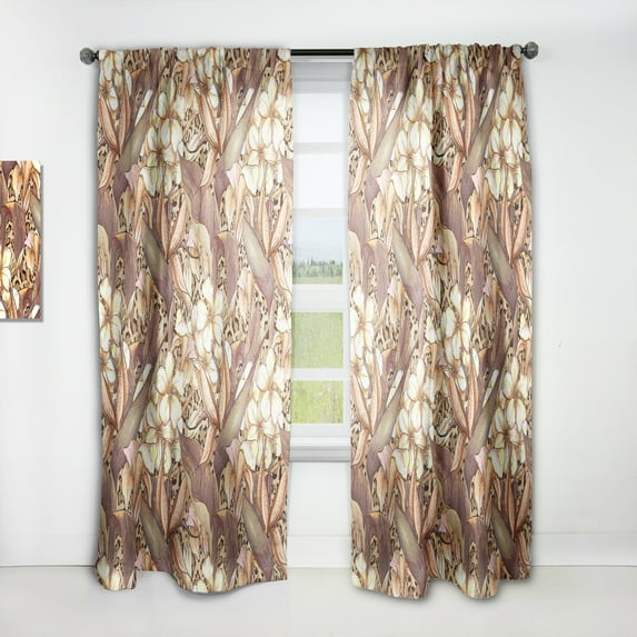 Designart 'Exotic Flowers With Pattern' Tropical Curtain Panel
