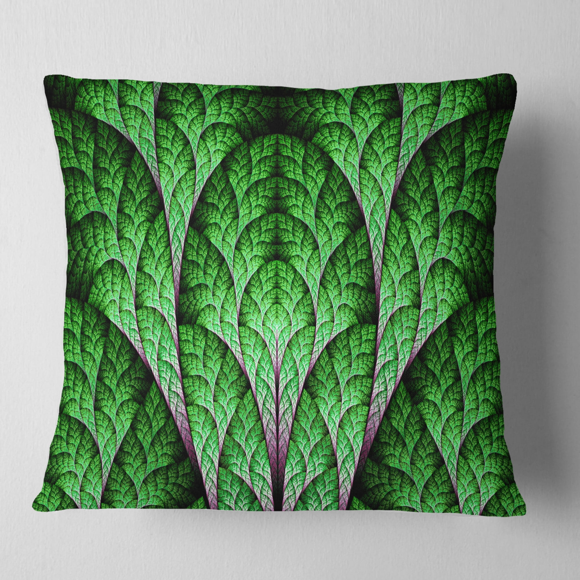 Designart Exotic Green Biological Organism - Abstract Throw Pillow - 16x16