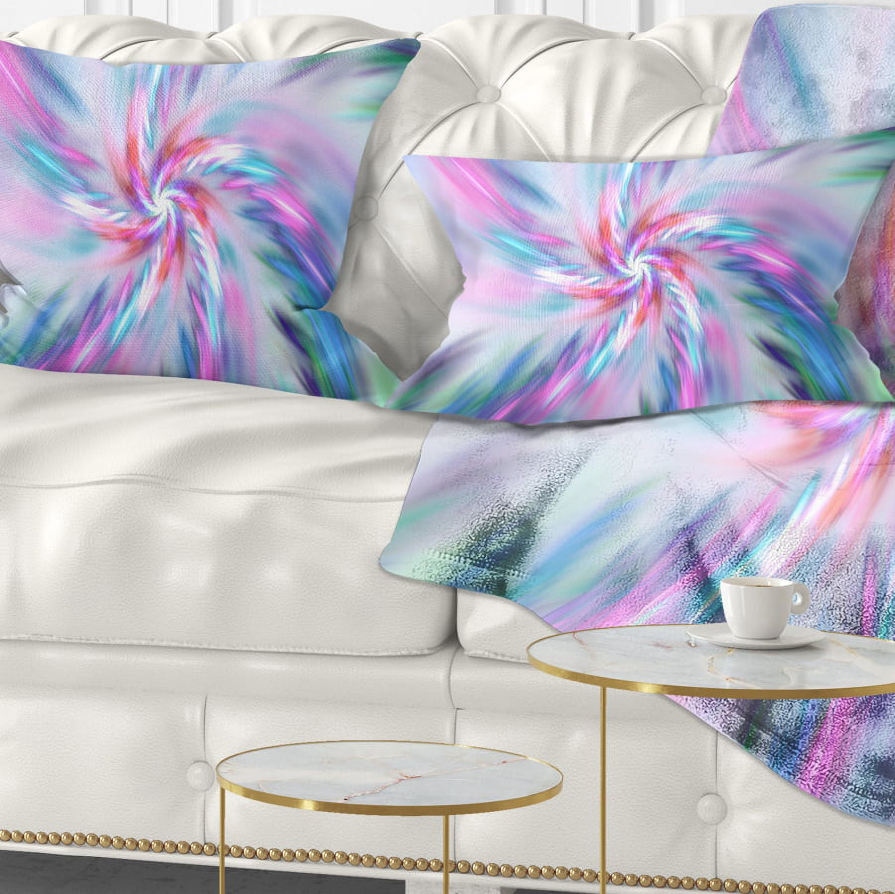 Designart Exotic Light Blue Flower Petal Dance - Floral Throw Pillow - 12x20