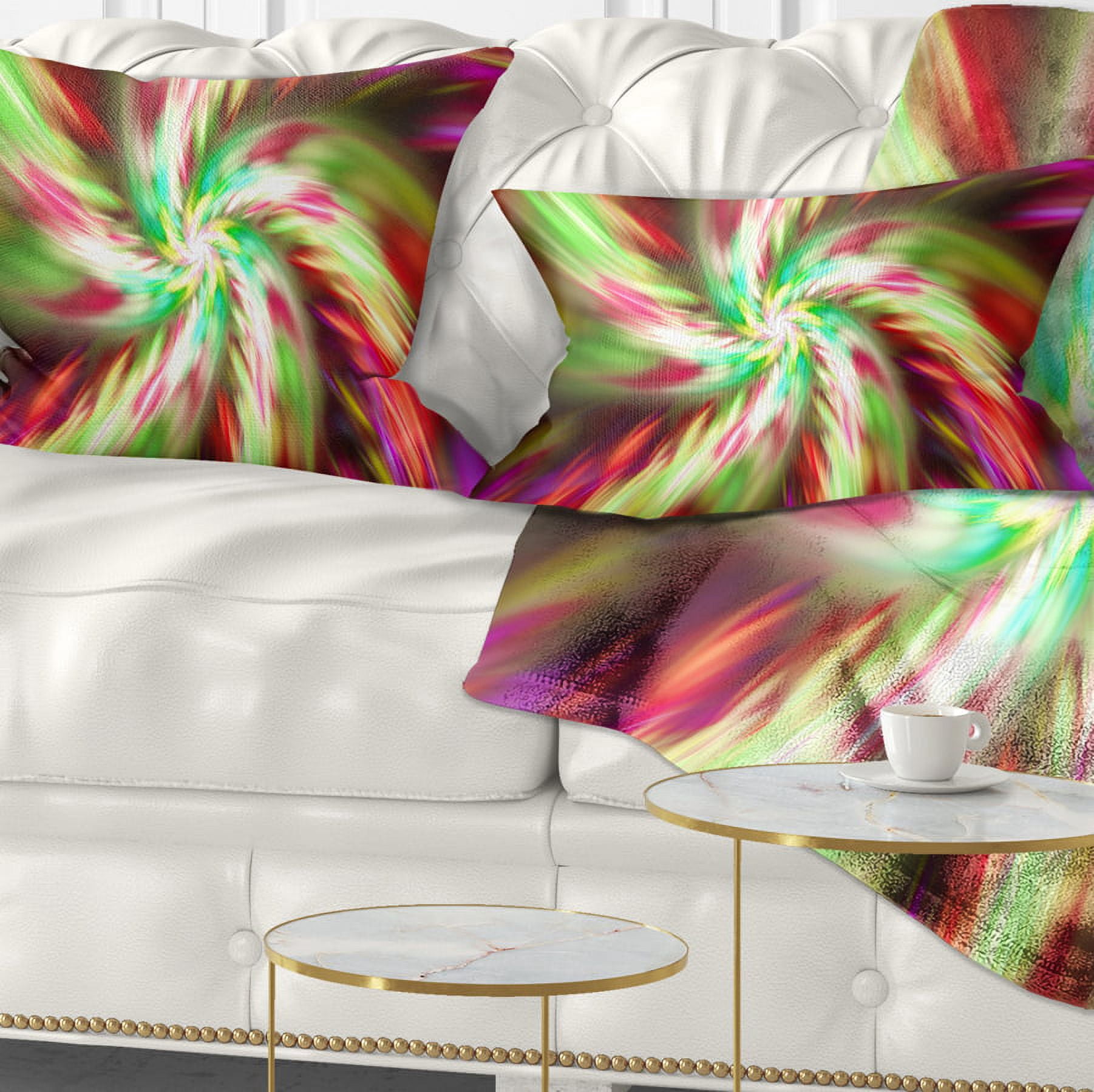 Designart Exotic Multi Color Flower Petal Dance - Floral Throw Pillow - 12x20