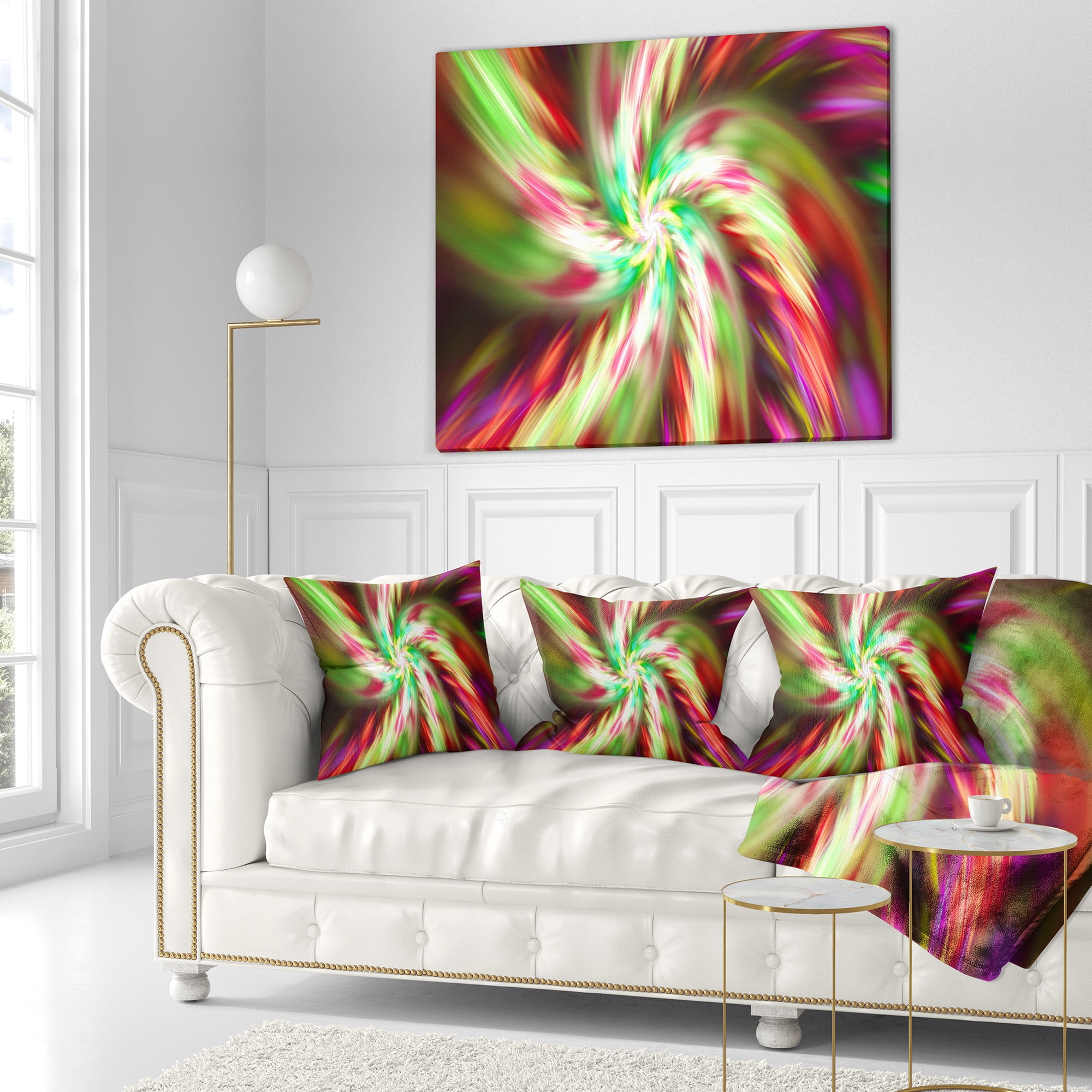 Designart Exotic Multi Color Flower Petal Dance - Floral Throw Pillow - 18x18