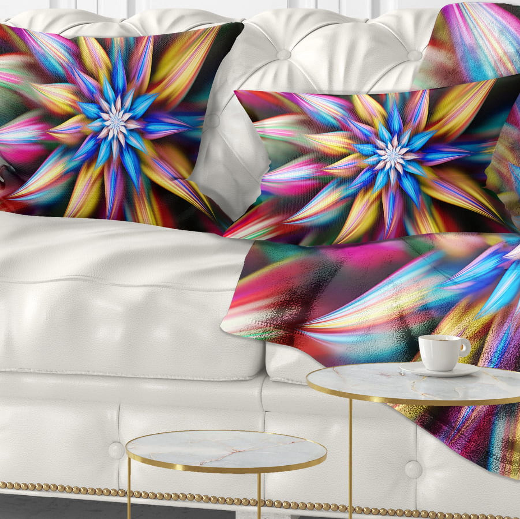 Designart Exotic Multi Color Flower Petals - Floral Throw Pillow - 12x20