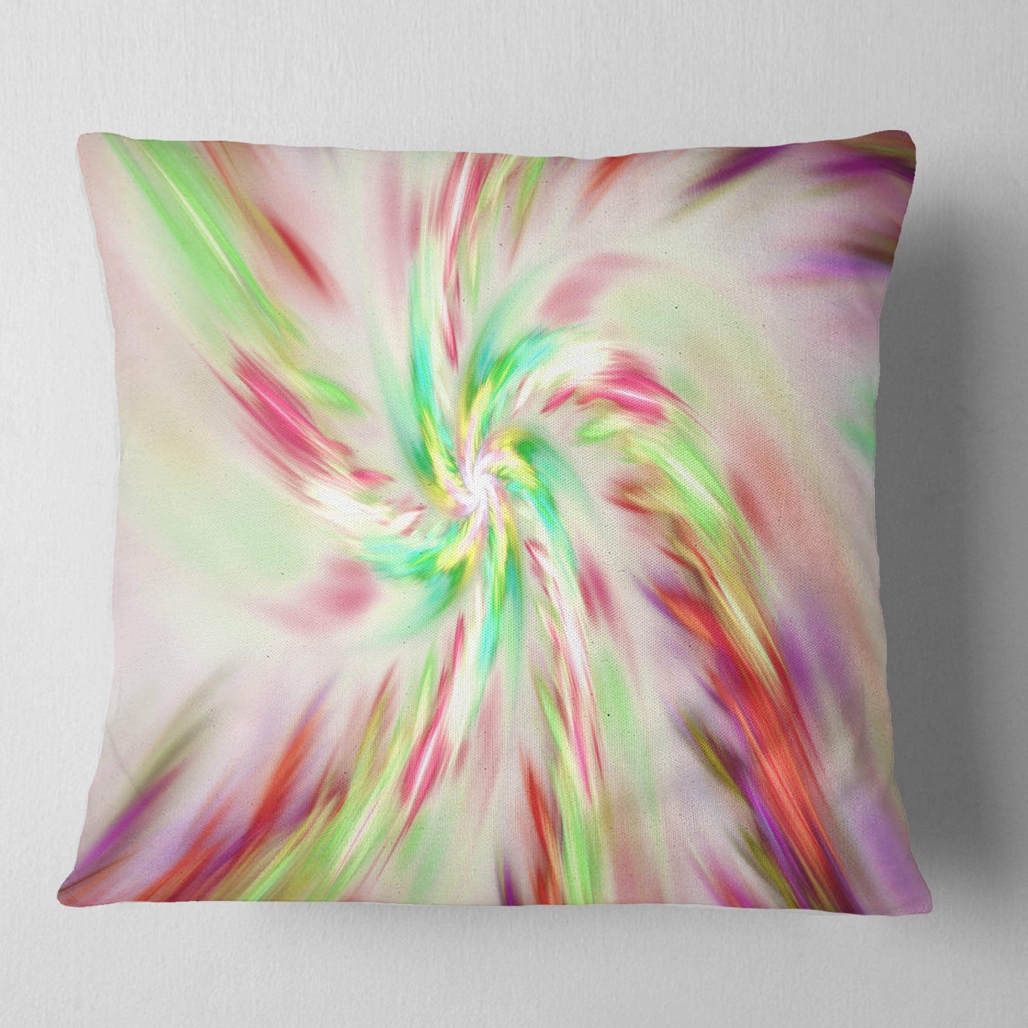 Designart Exotic Multi Color Spiral Flower - Abstract Throw Pillow - 16x16