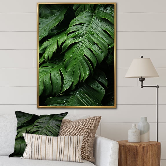 Designart "Exotic Palmscape Beneath The Emerald Canopy I" Palms & Palm Trees Floater Framed Wall Decor
