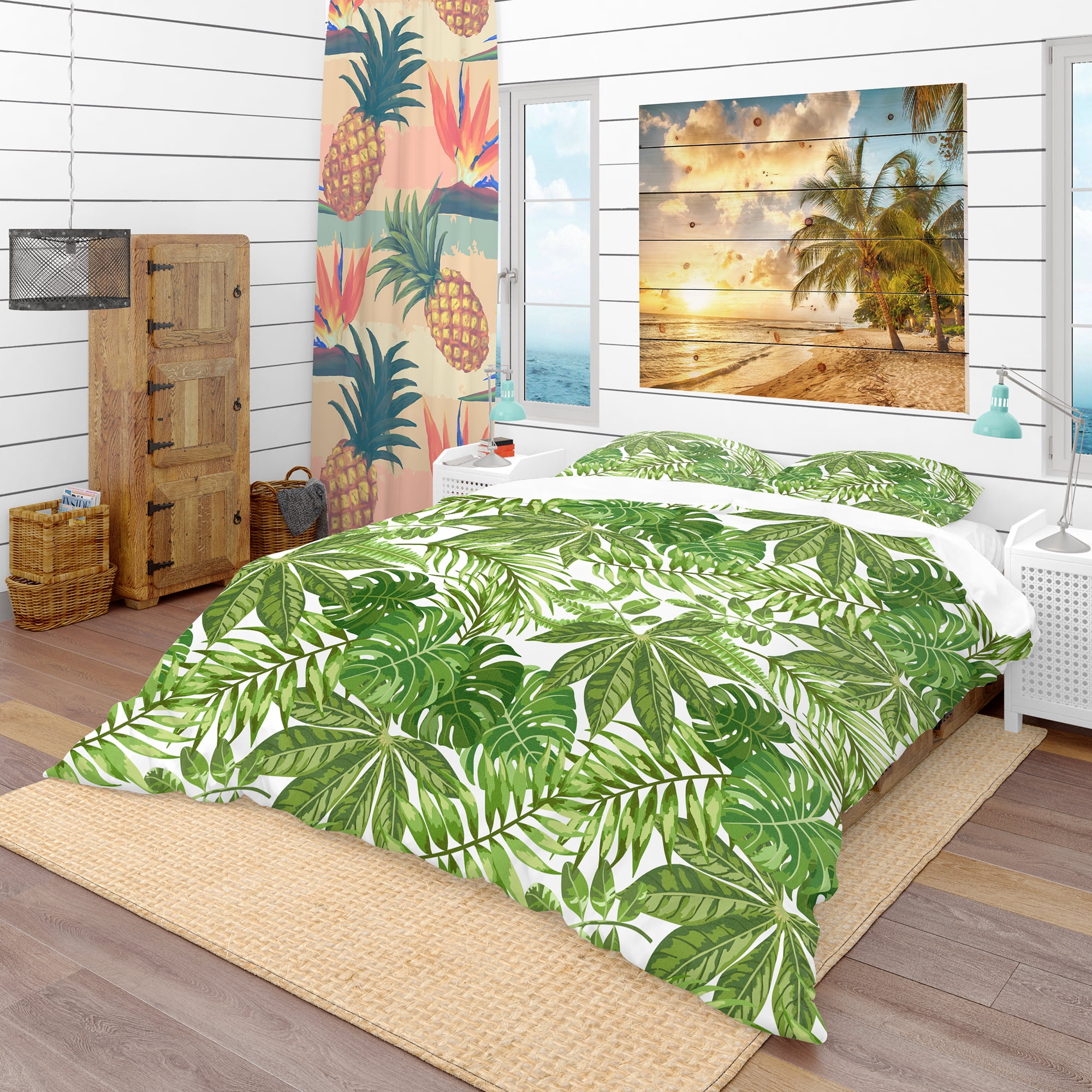 Designart 'Exotic Pattern with Tropical Leaves' Tropical Duvet Cover Set