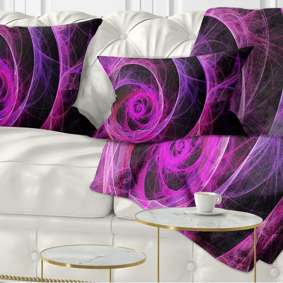 Designart Exotic Pink Flower - Floral Throw Pillow - 12x20