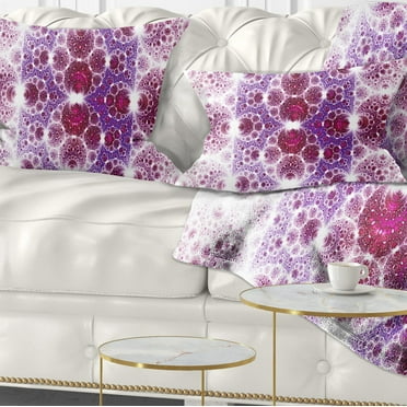 Designart Exotic Pink Fractal Crescent Pattern - Abstract Throw Pillow - 12x20