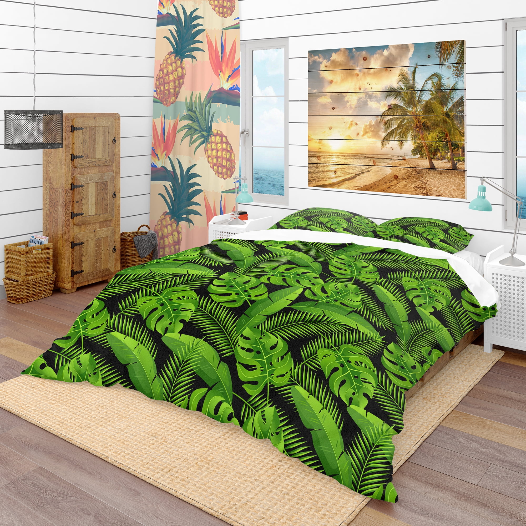 Designart 'Exotic Tropical Plants' Tropical Duvet Cover Set