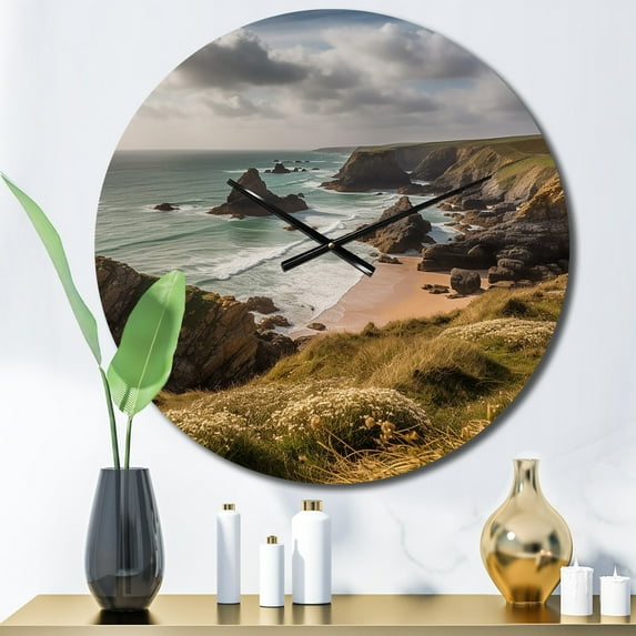 Designart "Expansive Coastal Views V" Coastal Oversized Wall Clock